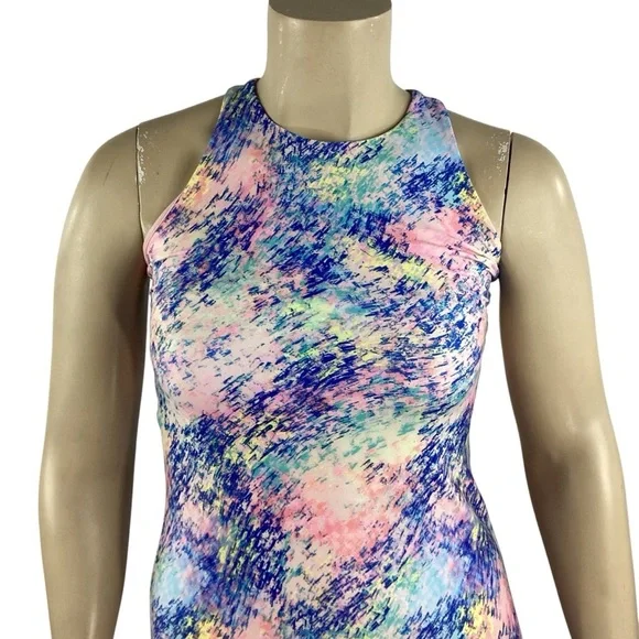 DSG Racerback Athletic Tank Dress Multicolor Abstract Print Size L - Picture 2 of 7